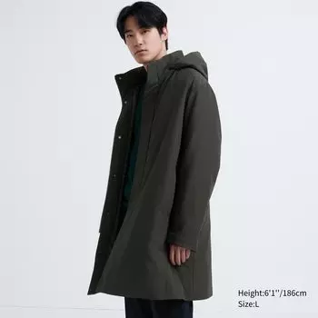 Пуховик UNIQLO гибридный, темно-зеленый