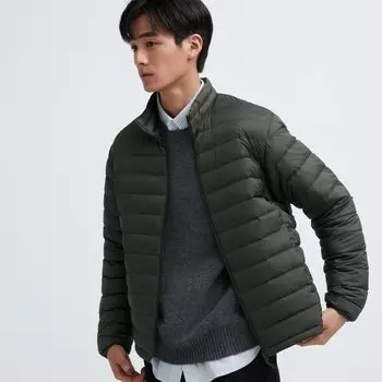 Пуховик UNIQLO влагооталкивающий, оливковый