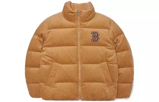 Пуховик унисекс абрикосовый кремовый Mlb