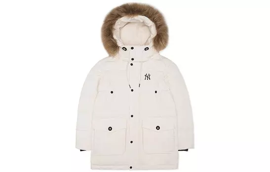 Пуховик унисекс белый Mlb