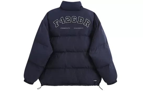Пуховик унисекс F426, темно-синий