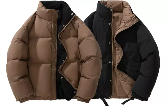 Пуховик унисекс GOLFCROSS, Черный/Бежевый