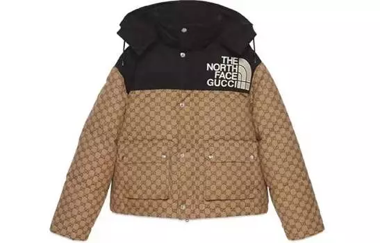 Пуховик Gucci x The North Face, коричневый