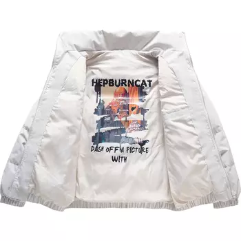 Пуховик унисекс Hepburn Cat, Бежевый