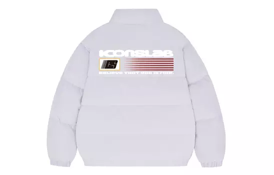 Пуховик унисекс ICONS Lab, серый/белый