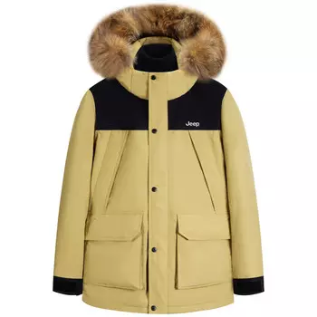 Пуховик унисекс Jeep, цвет Black/Mustard Yellow