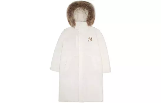 Пуховик унисекс кремовый Mlb