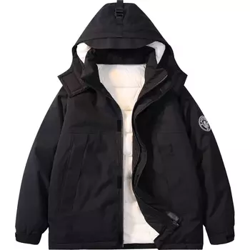 Пуховик унисекс Manchester City, Абрикосовый белый (ошейник из меха енотовидной собаки съемный)