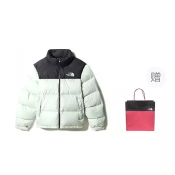 Пуховик унисекс мятно-зеленый + подарочный пакет The North Face