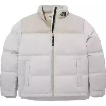 Пуховик унисекс серый/белый The North Face, серый