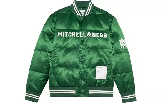 Пуховик унисекс темно-зеленый Mitchell Ness
