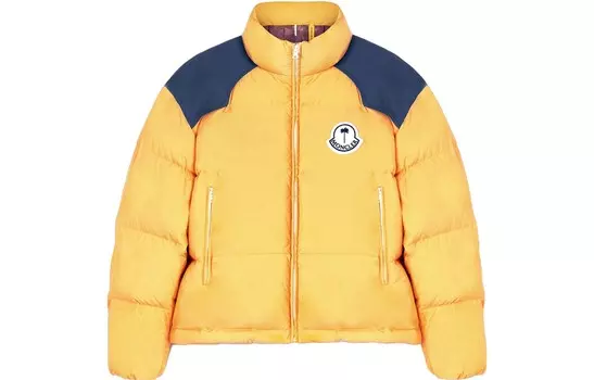 Пуховик унисекс желтый/синий Moncler