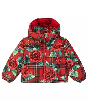 Пуховик в клетку тартан Dolce&Gabbana, красный