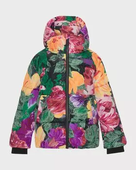 Пуховик в рубчик с цветочным принтом Halo для мальчиков Molo, цвет Painted Flowers
