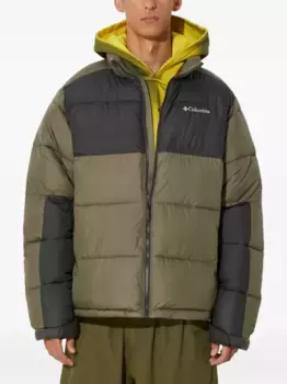 Пуховик в стиле колор-блок Columbia, зеленый