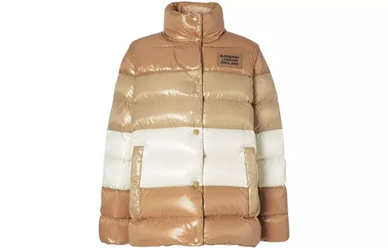 Пуховик женский Burberry, коричневый / белый