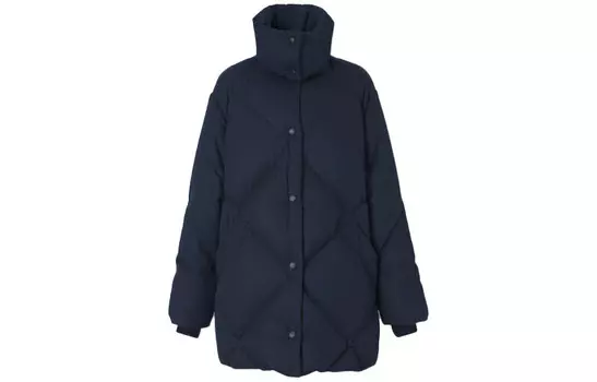 Пуховик женский Burberry с капюшоном, темно-синий