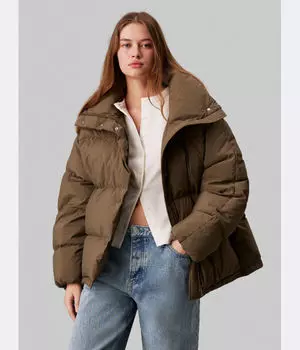 Пуховик женский Calvin Klein Jeans свободного кроя, коричневый
