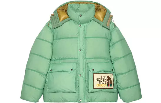 Пуховик женский Gucci x The North Face, бирюзовый