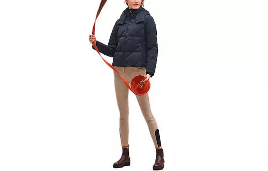 Пуховик женский Hermes, темно-синий