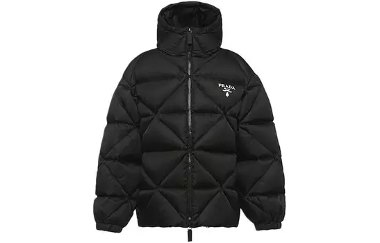 Пуховик женский Prada с логотипом, черный