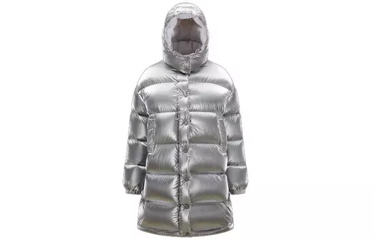 Пуховик женский серебристый Moncler, серебряный