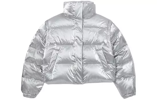 Пуховик женский серебристый The North Face
