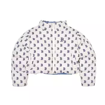 Пуховик женский серый белый Mlb