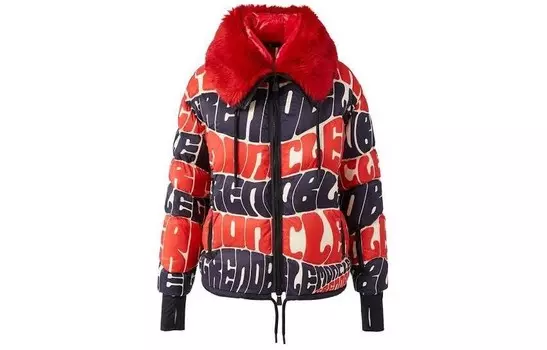 Пуховик женский синий/красный Moncler