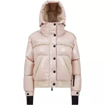 Пуховик женский светло-розовый Moncler, светло-розовый