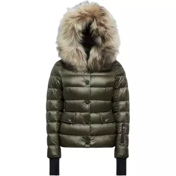 Пуховик женский темно-зеленый Moncler