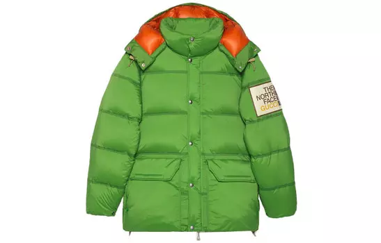 Пуховик женский The North Face x Gucci, зеленый