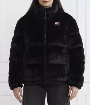 Пуховик женский Tommy Jeans из искусственного меха, черный
