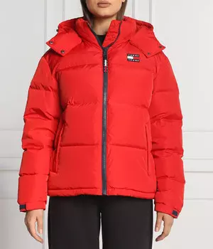 Пуховик женский Tommy Jeans короткий с капюшоном, красный