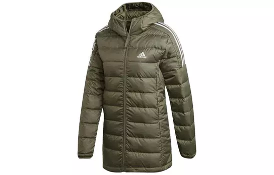 Пуховик женский зеленый Adidas, зеленый