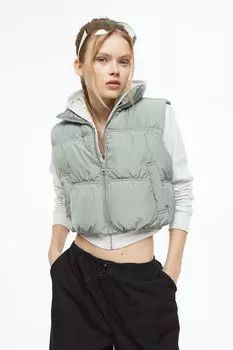 Пуховик жилет H&amp;M, светло-зеленый хаки