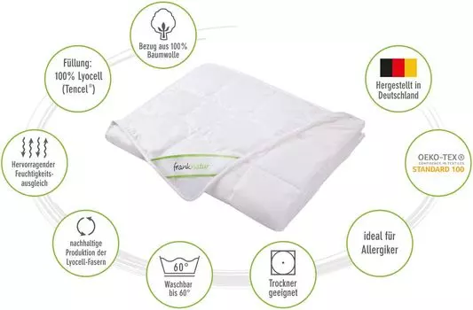 Пуховое одеяло летнее из 100% хлопка Lyocell Tencel, постельное стирка, размер: 200х200 см moebel-frank