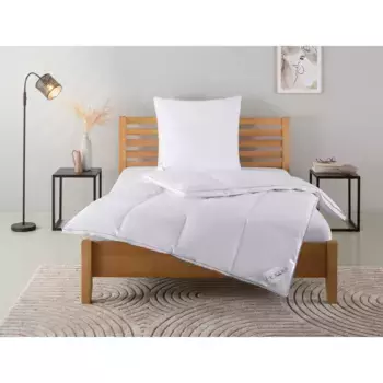 Пуховое одеяло + подушка «Moulle, пуховое одеяло 135х200 см, 155х220 см, 2 шт.», (экономный комплект), комплект с подушками 40х80 см, 80х80 см, лето, зима, производство Германия Home Affaire, белый