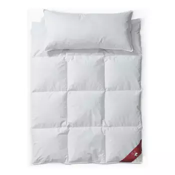 Пуховое одеяло + подушка RIBECO «Йоанна», (экономный комплект), комфорт и польза природы, белый
