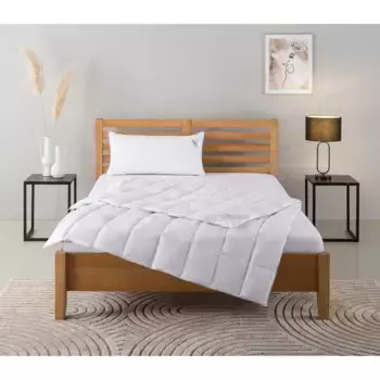 Пуховое одеяло + подушка «TAMINS, пуховое одеяло 135х200 см и 155х220 см, 2 шт.», (экономный комплект), комплект с подушками 40х80 см, 80х80 см, лето, зима, производство Германия Home Affaire, белый