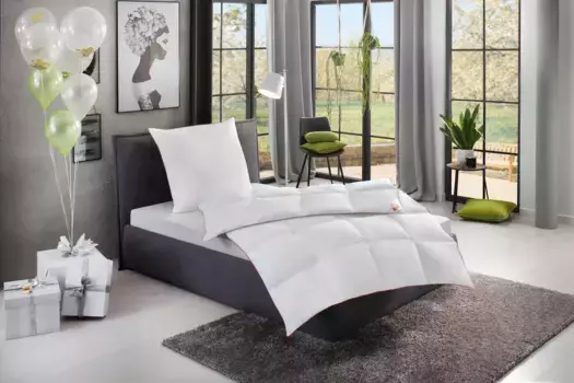 Пуховое одеяло RIBECO "Элла", обычное, наполнитель 90% пух и 10% перо, чехол хлопковый, (1 шт.), по супер цене! 200х200 см, белый