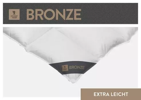 Пуховое одеяло Spessarttraum бронза Наполнитель: 90 % пух / 10 % перо Чехол: 100 % хлопок Размер 135 x 200 см Класс тепла средний