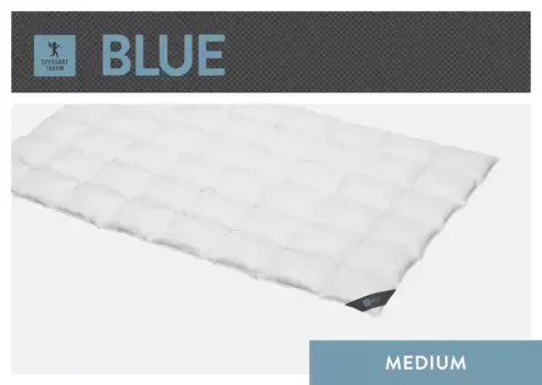 Пуховое одеяло SPESSARTTRAUM "Синий", легкое, наполнитель 60% пух, 40% перо, чехол 100% хлопок, (1 шт.), производство Германия, гипоаллергенное 155х220 см, белый