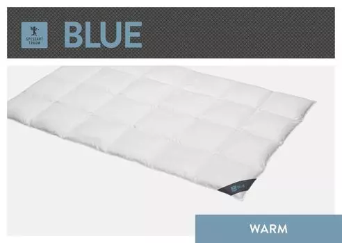 Пуховое одеяло Spessarttraum Синий Наполнитель: 60 % пух / 40 % перо Чехол: 100 % хлопок Размер 200 x 200 см Класс теплоизоляции теплый