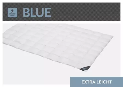 Пуховое одеяло Spessarttraum Синий Наполнитель: 60 % пух / 40 % перо Чехол: 100 % хлопок Размер 135 x 200 см Класс теплоизоляции экстра легкий