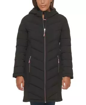 Пуховое пальто для женщин с капюшоном Tommy Hilfiger, черный