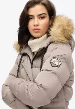 Пуховое пальто EVEREST FAUX FUR Superdry, бежевый