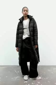 Пуховое пальто packaway ZARA, черный