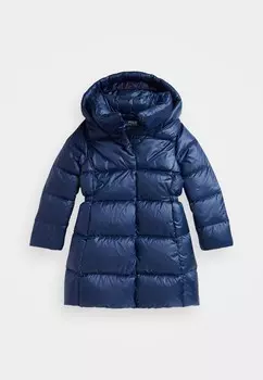 Пуховое пальто QUILTED LONG JACKET Ralph Lauren, темно-синий
