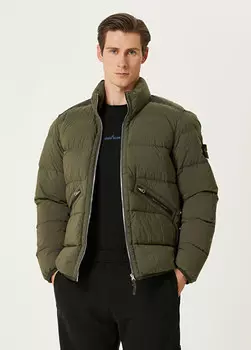 Пуховое пальто Stone Island, зеленый